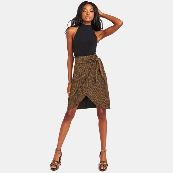 Anjolie Wrap Skirt-Gold Me Up Stripe